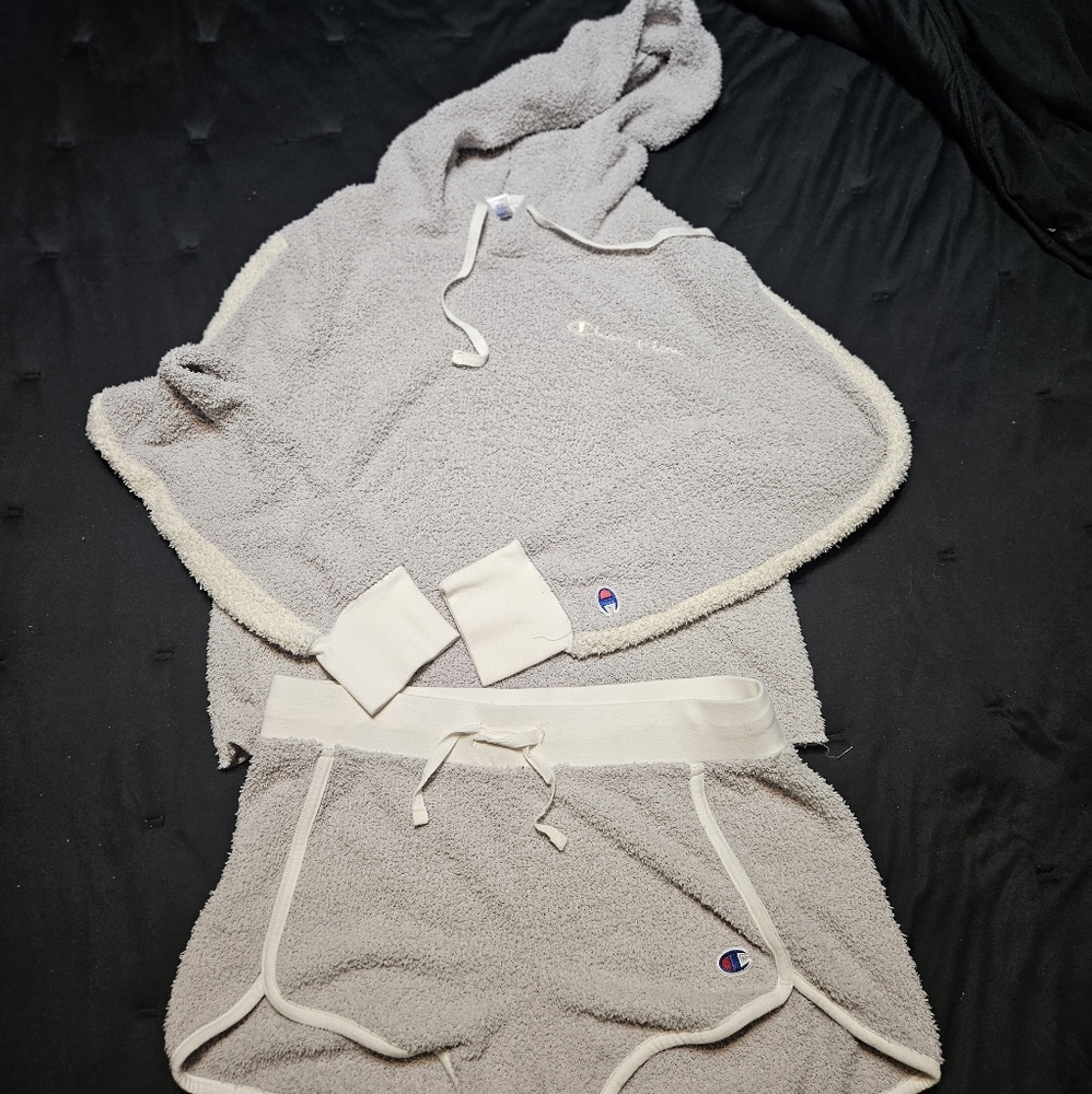 Women Champion Gray and White Pajama Set size medium